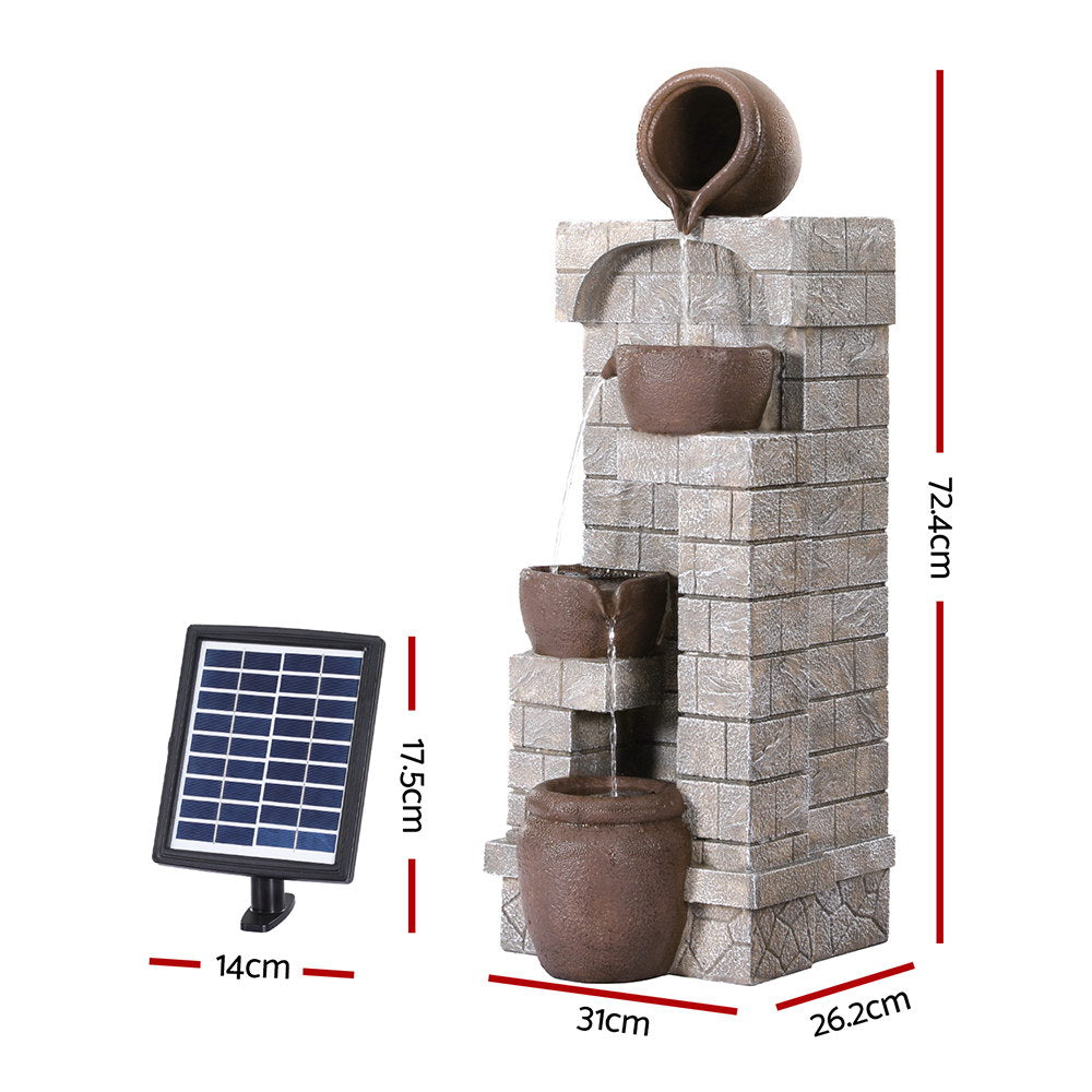 4-Tier Brown Solar Cascading Fountain