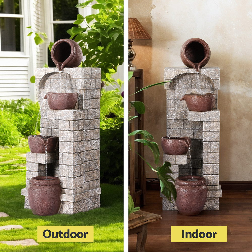 4-Tier Brown Solar Cascading Fountain