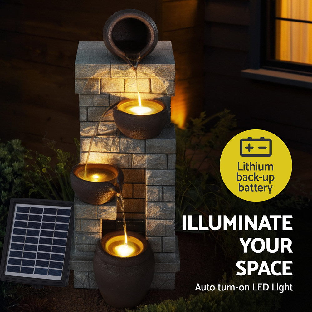 4-Tier Brown Solar Cascading Fountain