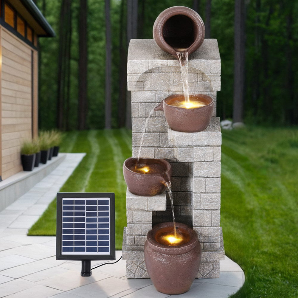 4-Tier Brown Solar Cascading Fountain