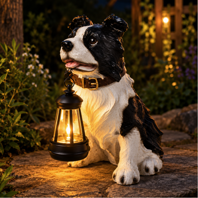 Solar Dog Lantern Garden Statue – Style D