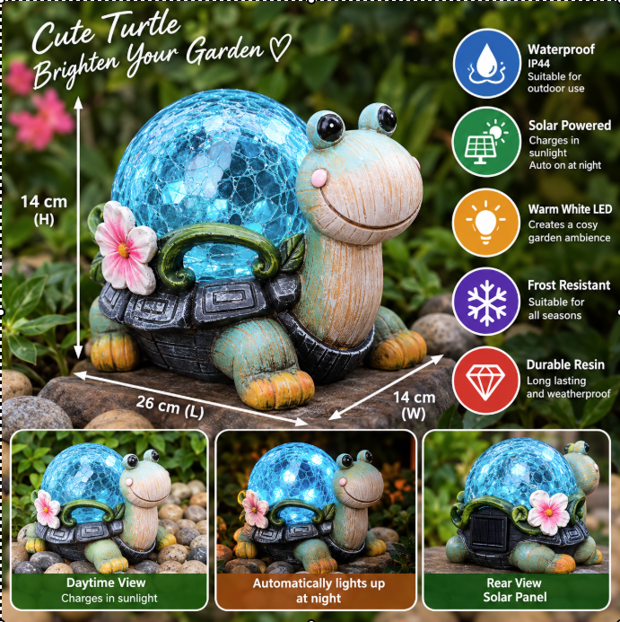 Crystal Ball Turtle Solar Garden Statue