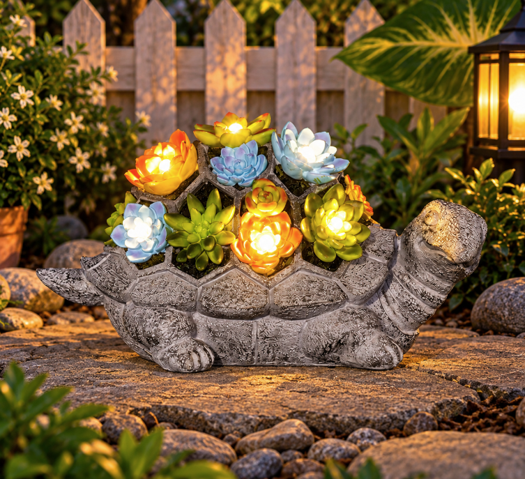 Large Turtle Solar Garden Statue