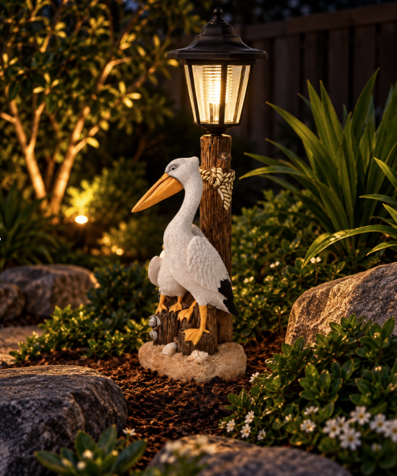 Solar Pelican Lantern Garden Statue – A