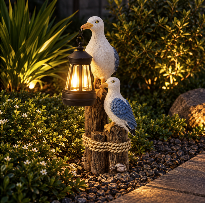 Solar Pelican Lantern Garden Statue – D