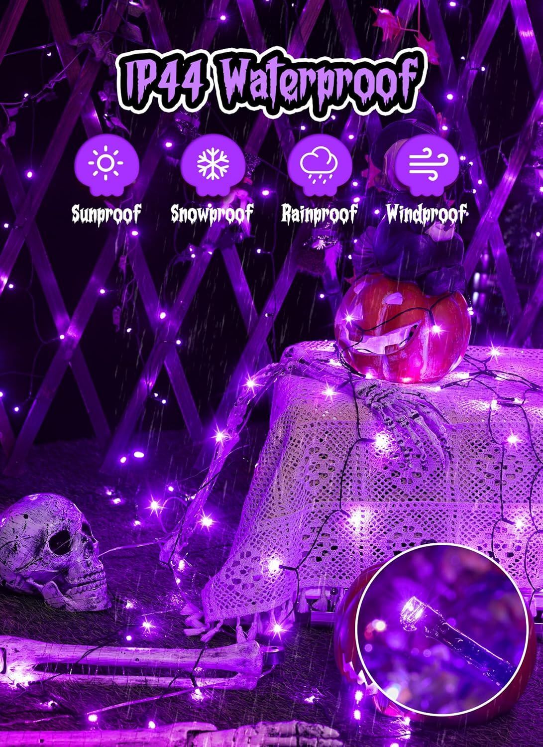 Purple Solar Fairy String Lights – 200 LED