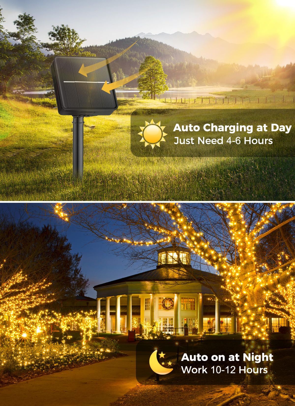2-Pack Solar Fairy String Lights