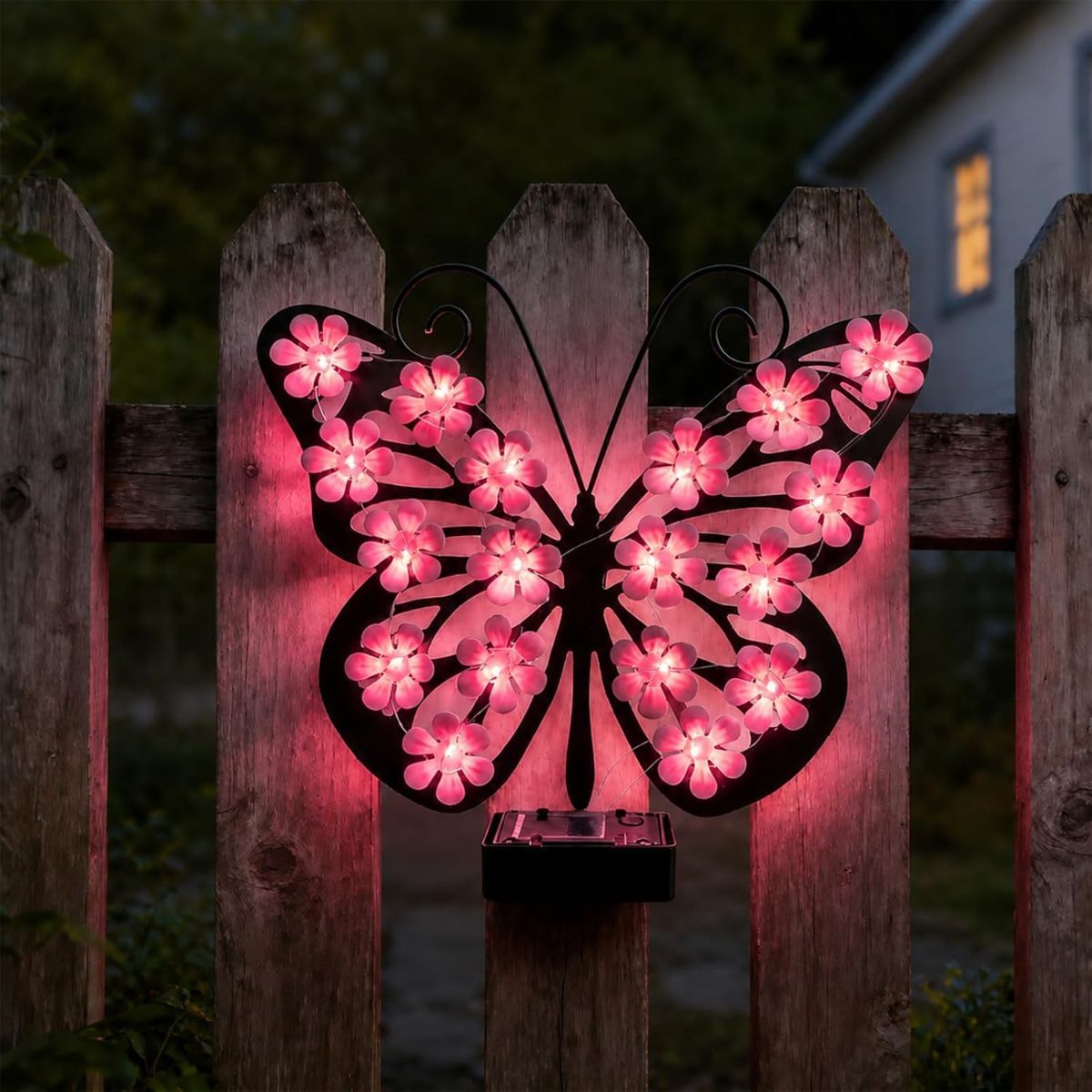 Pink Solar Butterfly Wall Light
