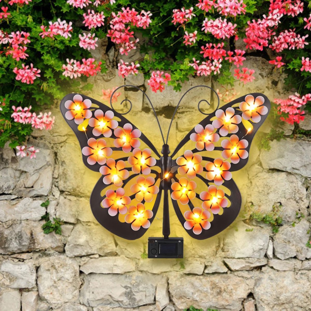 Pink Solar Butterfly Wall Light