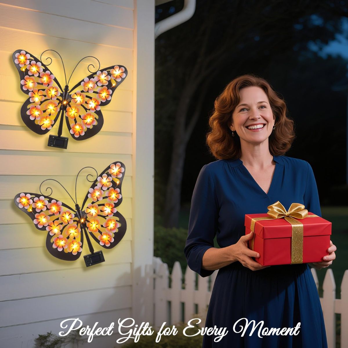 Pink Solar Butterfly Wall Light