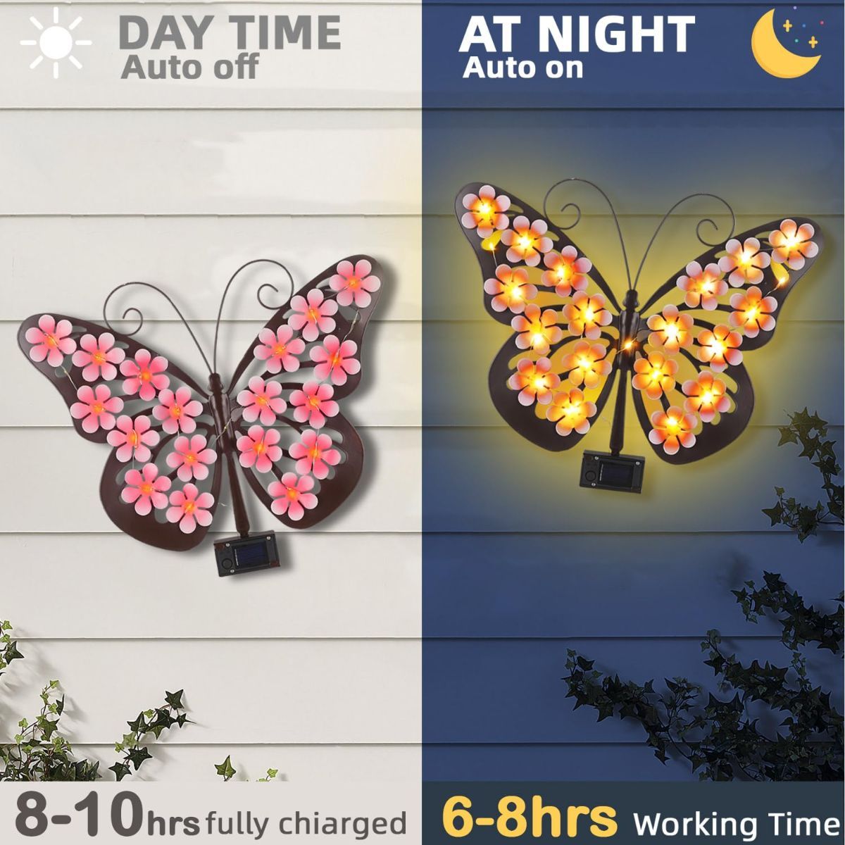 Yellow Solar Butterfly Wall Light