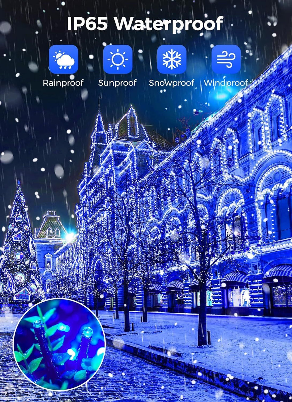 Blue Solar Fairy String Lights – 200 LED