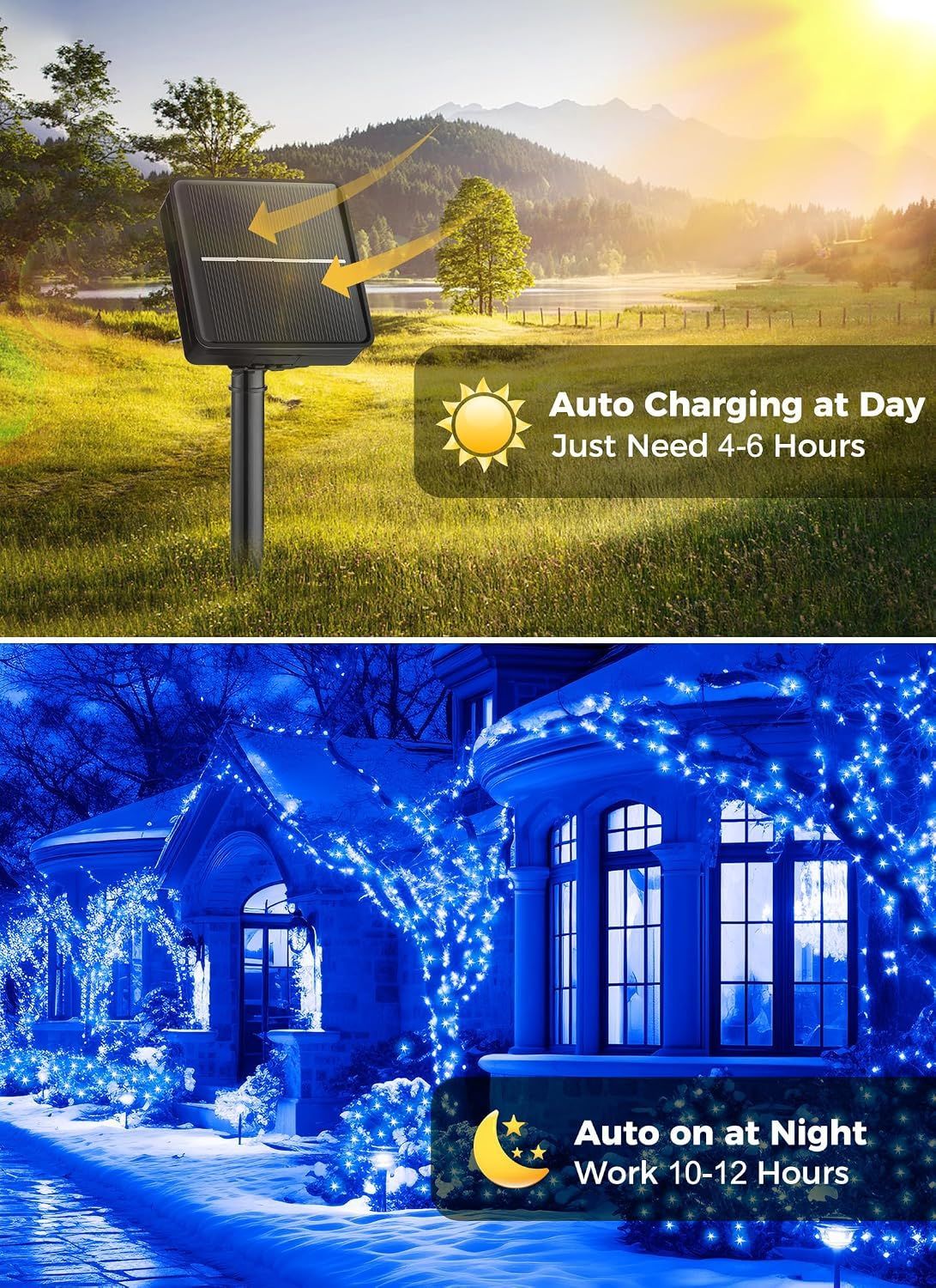 Blue Solar Fairy String Lights – 300 LED