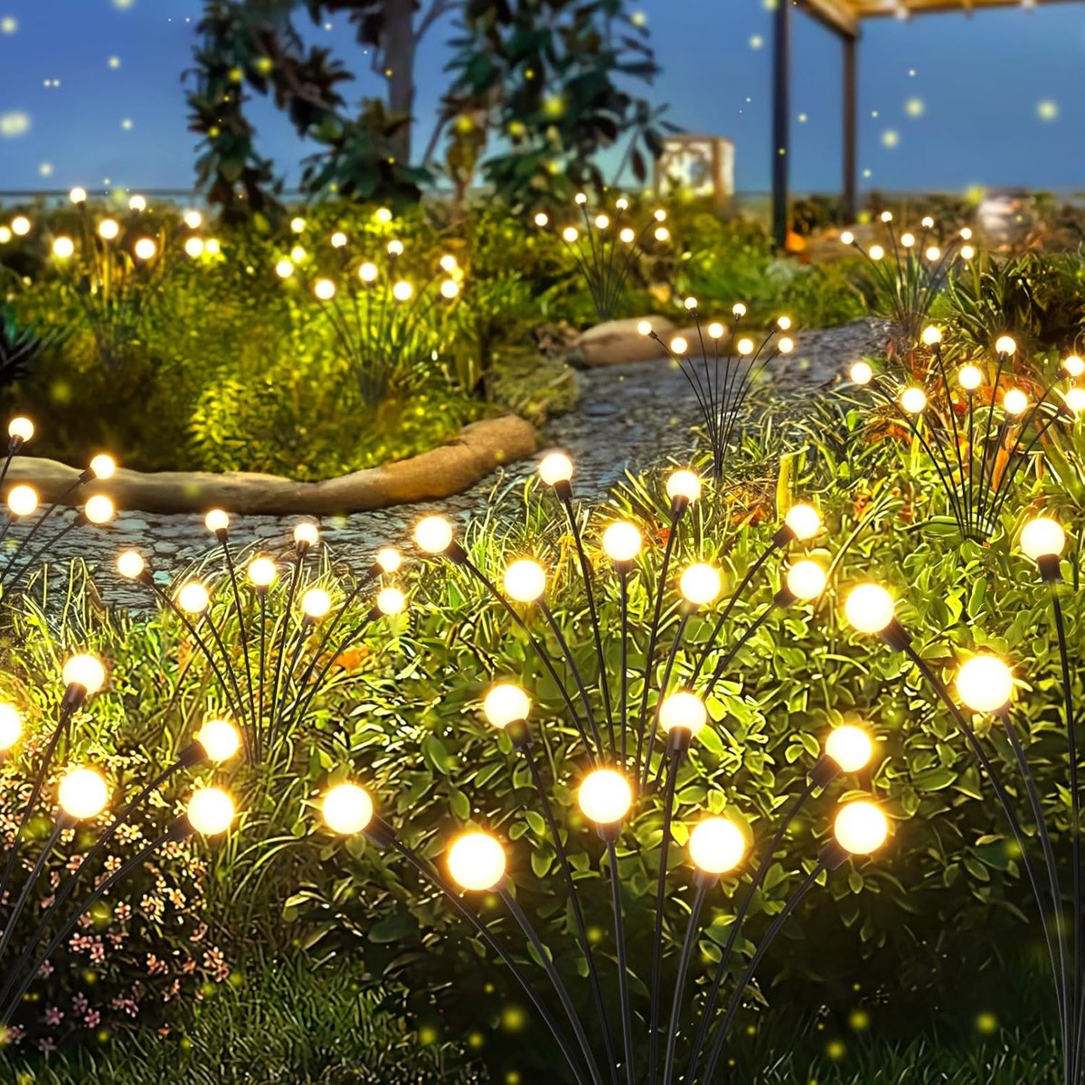 4-Pack Solar Firefly Garden Lights