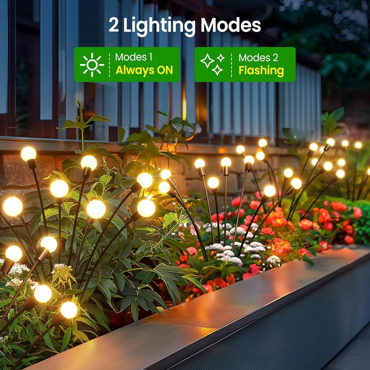 4-Pack Solar Firefly Garden Lights