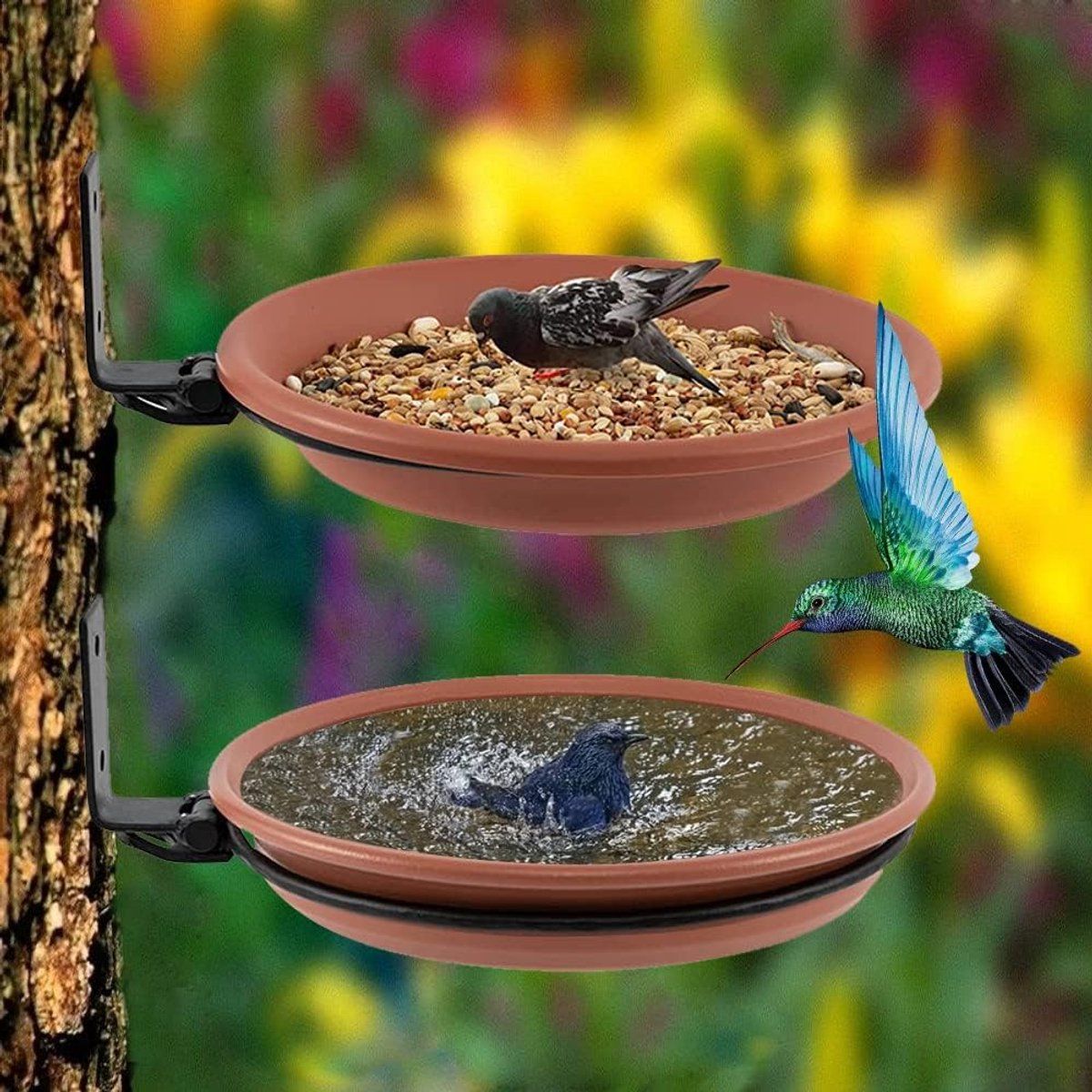 2-Piece Hanging Bird Bath & Feeder Set