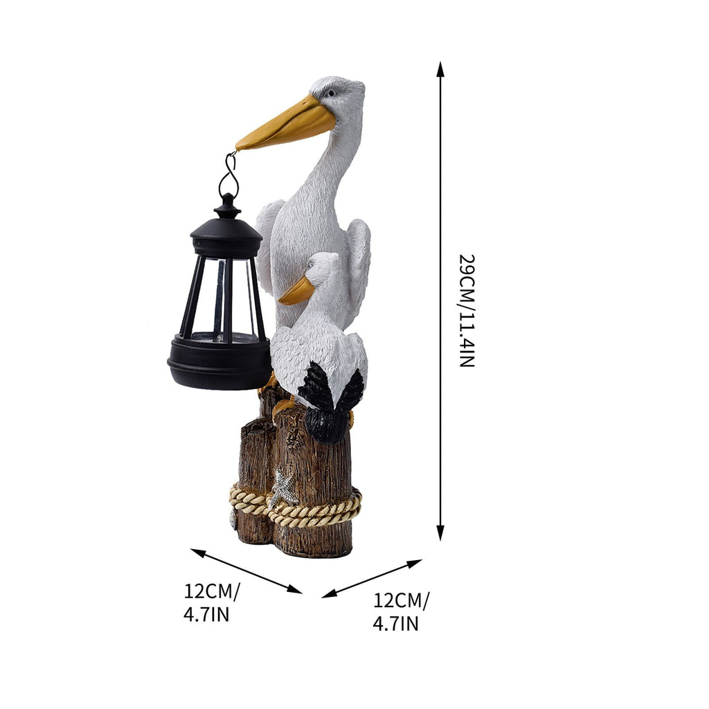 Solar Pelican Lantern Garden Statue – C