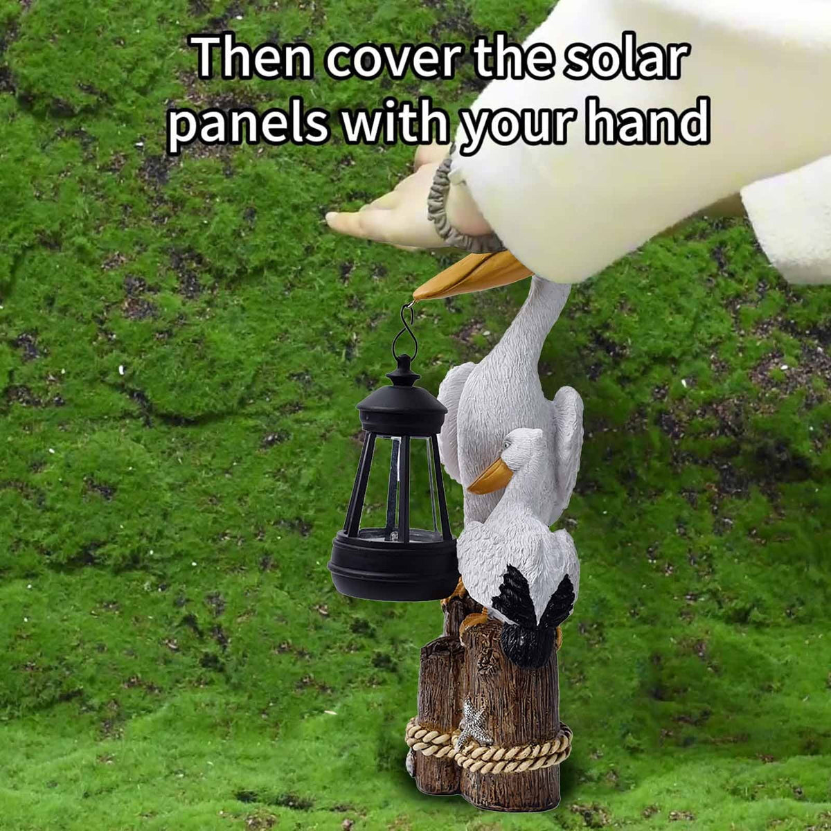 Solar Pelican Lantern Garden Statue – C