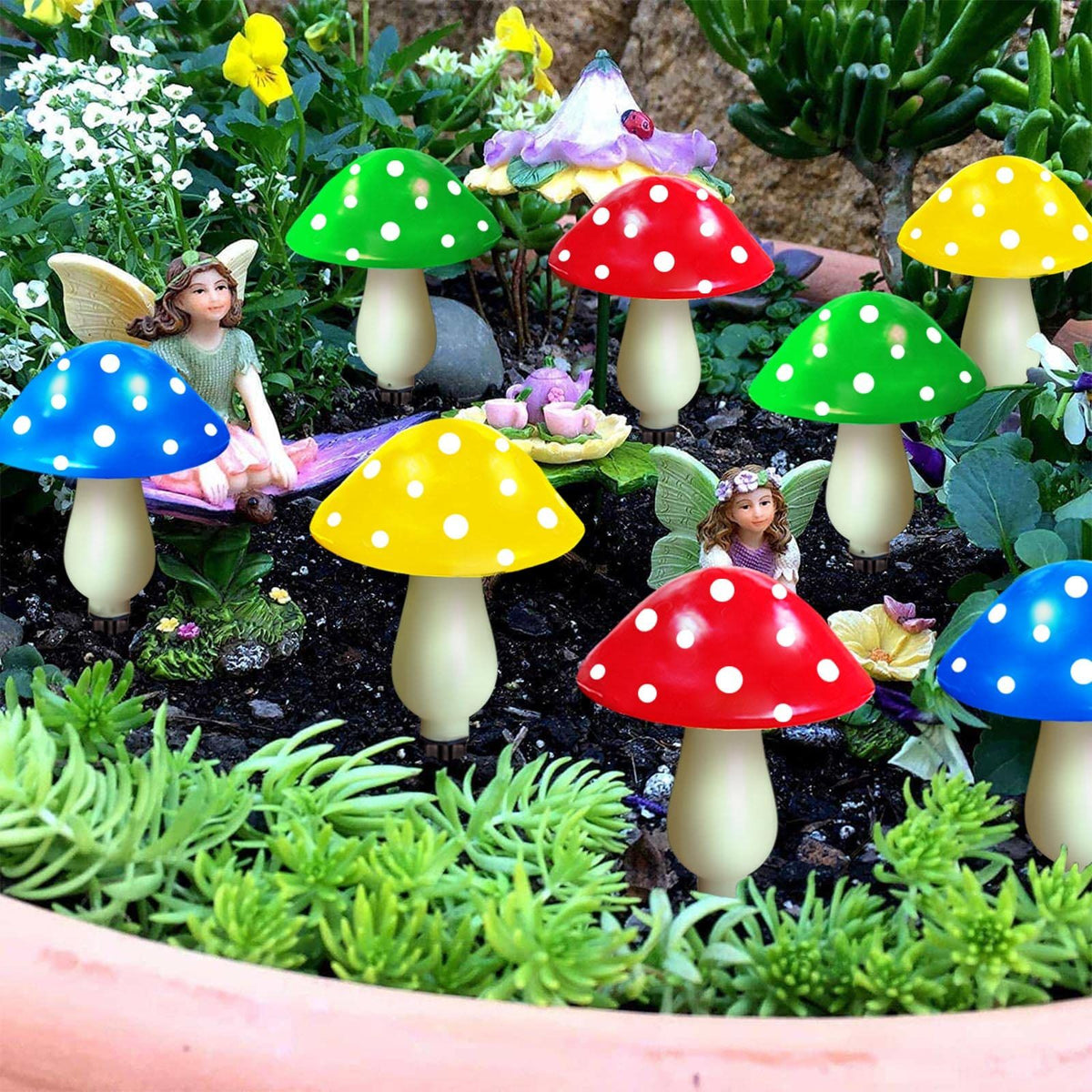 8-Pack Colourful Solar Mushroom Lights