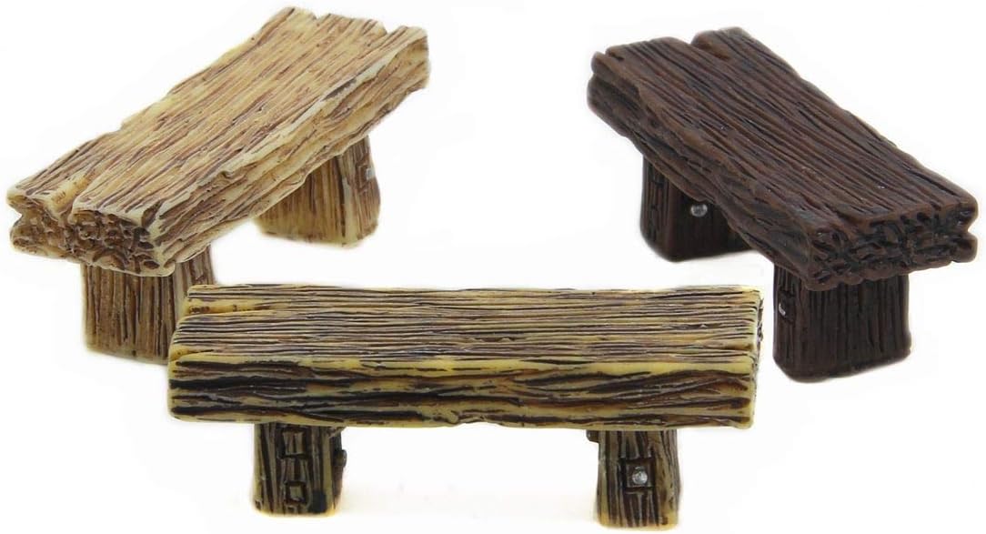 3-Piece Mini Fairy Garden Bench Set