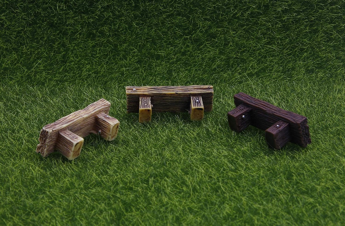 3-Piece Mini Fairy Garden Bench Set