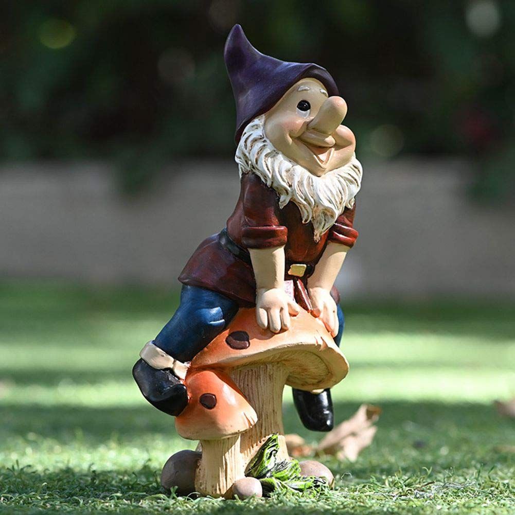 Mushroom Gnome Garden Statue