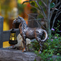 Brown Solar Horse Lantern Garden Statue