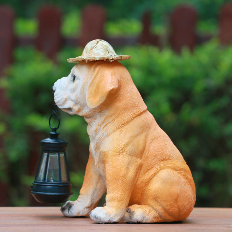 Solar Puppy Lantern Garden Statue