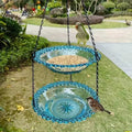 Blue Double-Layer Hanging Bird Feeder