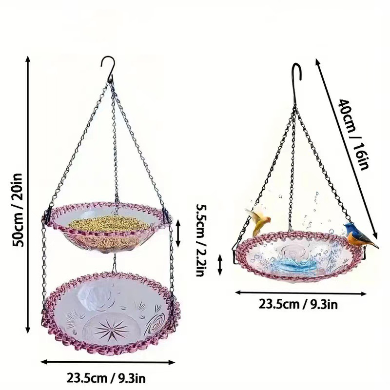 Blue Double-Layer Hanging Bird Feeder