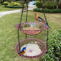 Purple Double-Layer Hanging Bird Feeder