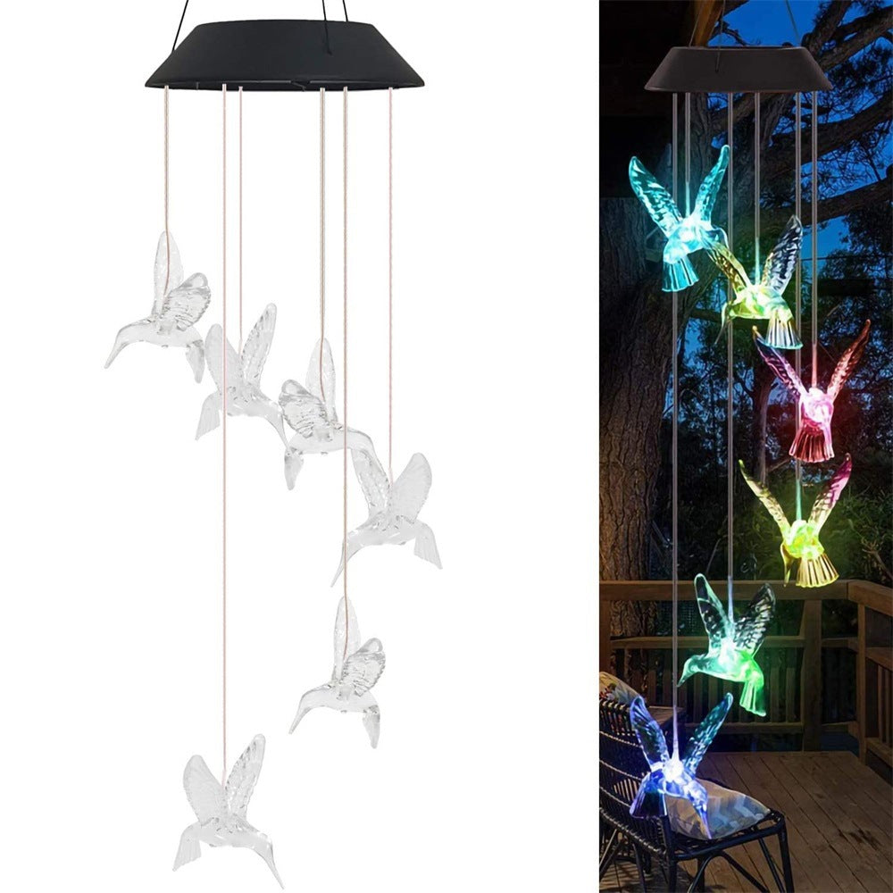 Clear Solar Hummingbird Wind Chime
