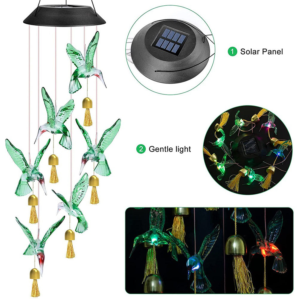 Clear Solar Hummingbird Wind Chime