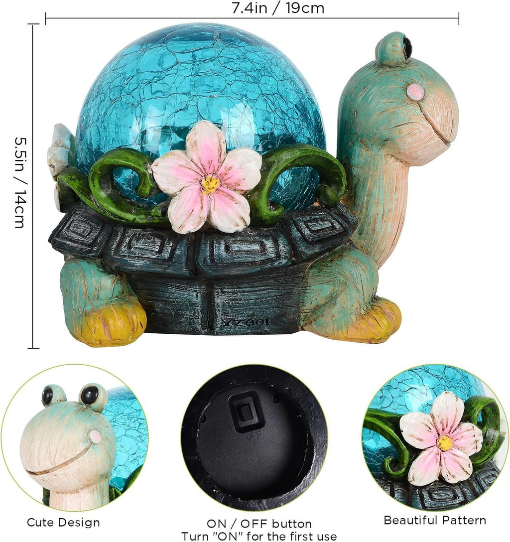 Crystal Ball Turtle Solar Garden Statue