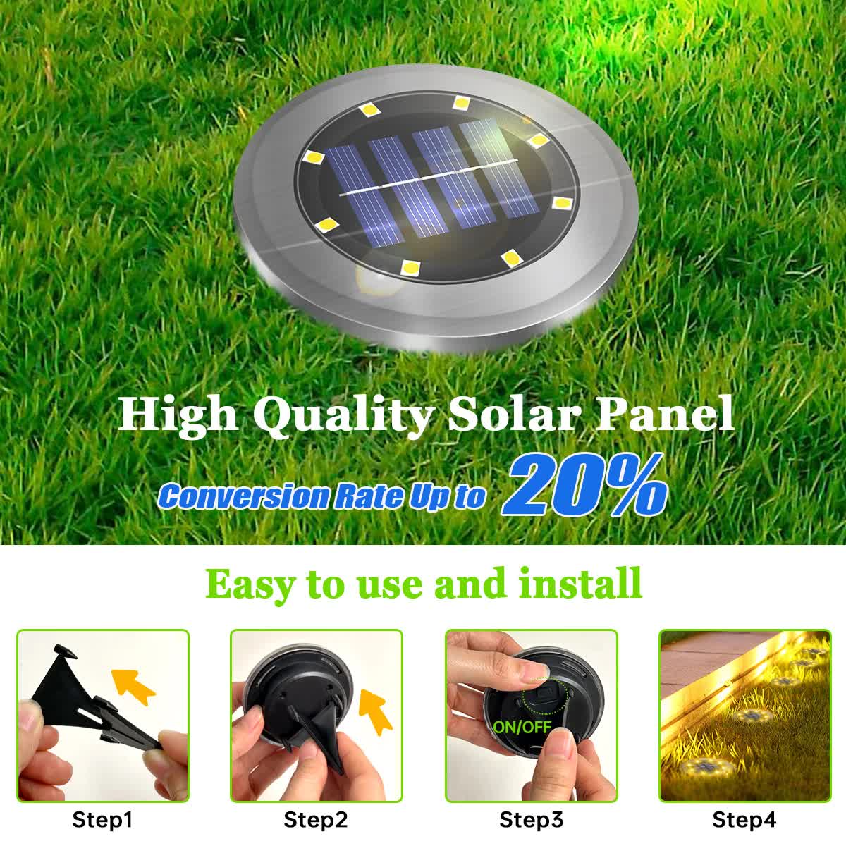 4-Pack Solar In-Ground Garden Lights