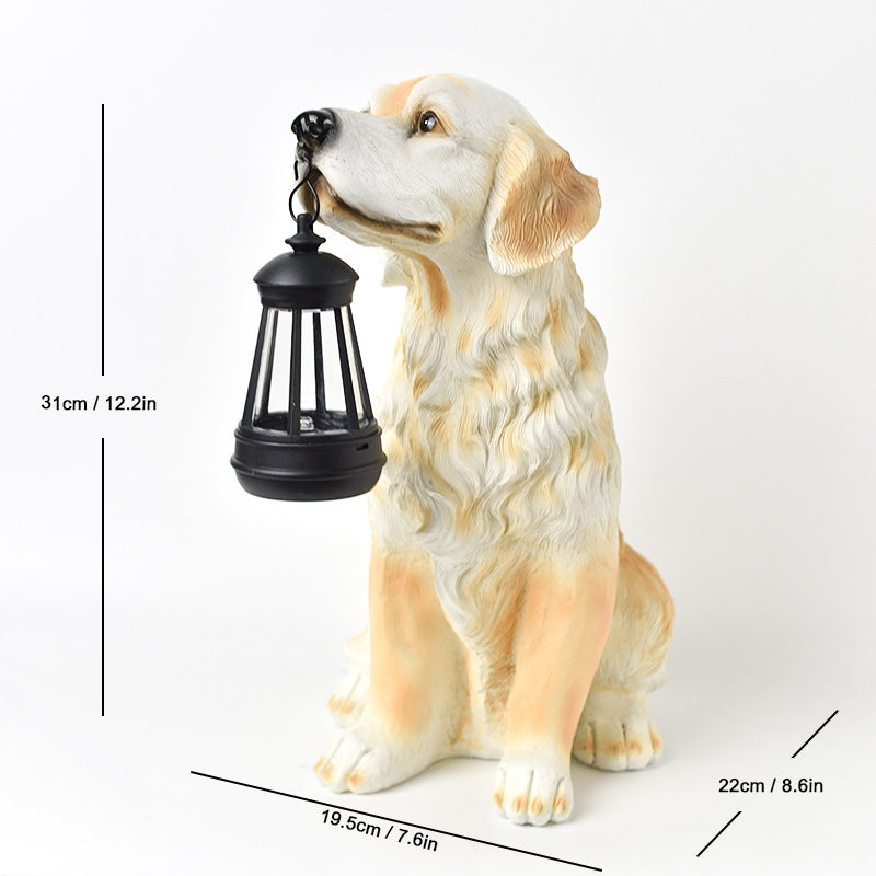Golden Retriever Solar Lantern Garden Statue