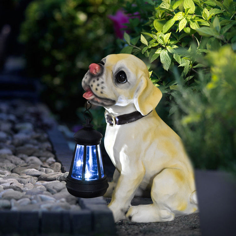 Solar Dog Lantern Garden Statue – Style C