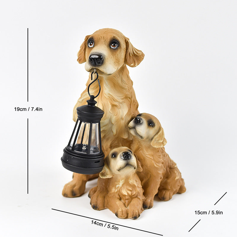 Solar Dog Lantern Garden Statue – Style E