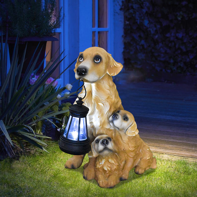 Solar Dog Lantern Garden Statue – Style E