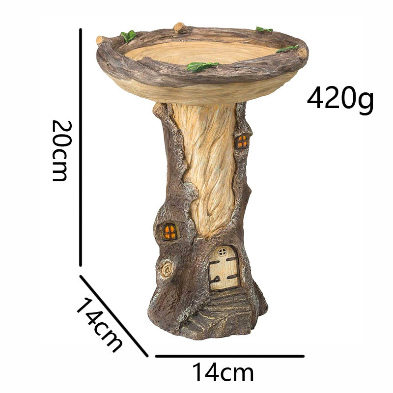 Tree Stump Fairy House Bird Bath