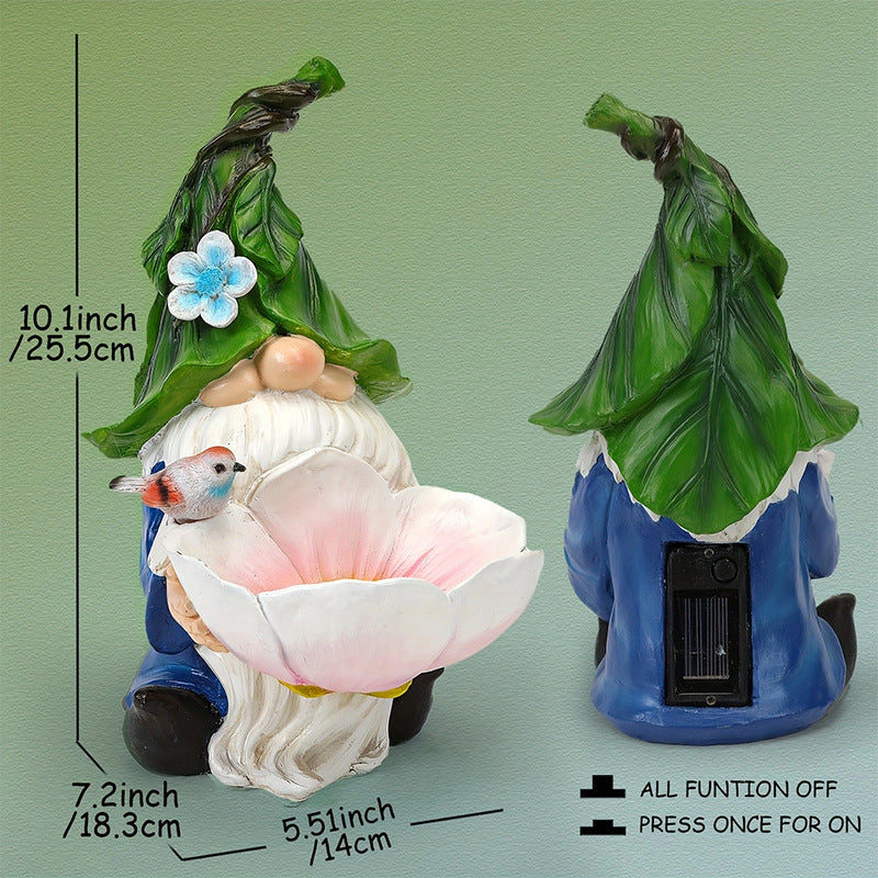 Solar Gnome Bird Feeder with LED Lights