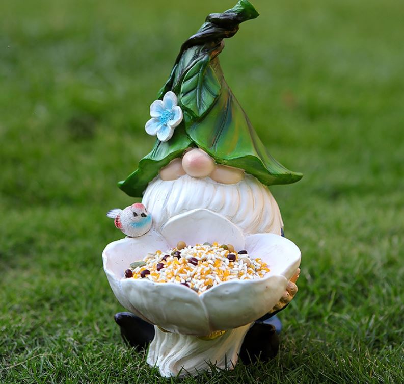 Solar Gnome Bird Feeder with LED Lights