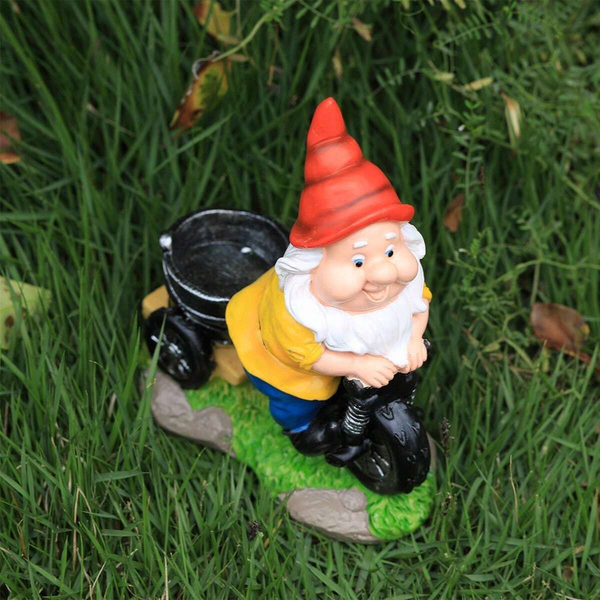 Whimsical Biking Gnome Garden Statue