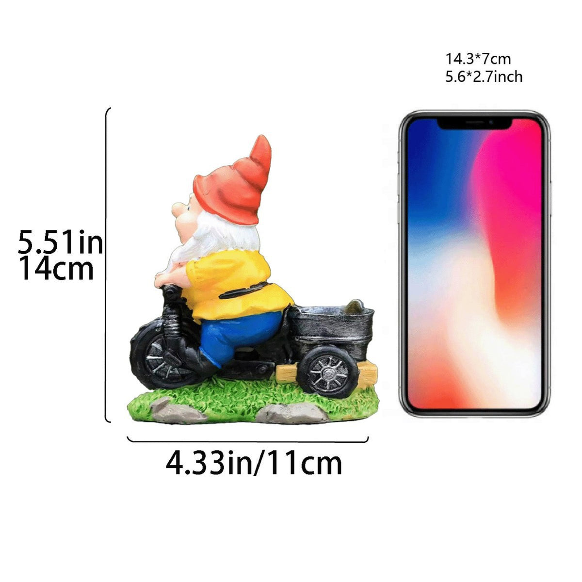 Whimsical Biking Gnome Garden Statue