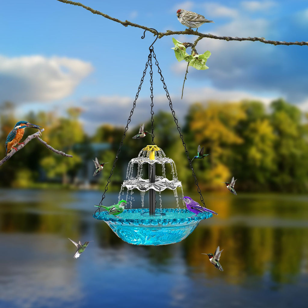Pink Solar Hanging Cascade Bird Bath