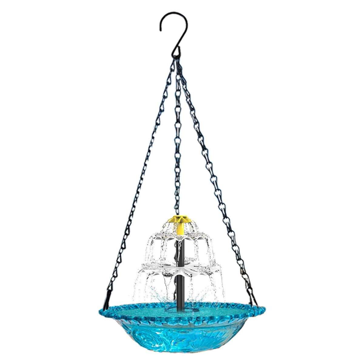 Red Solar Hanging Cascade Bird Bath