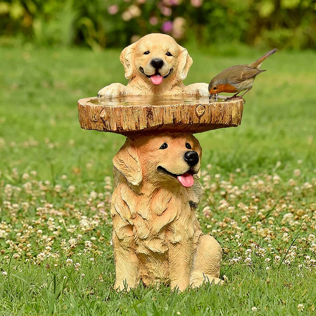 Dog Resin Bird Bath & Feeder