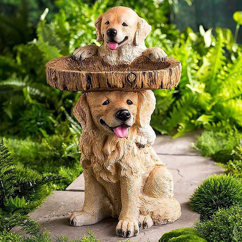 Dog Resin Bird Bath & Feeder