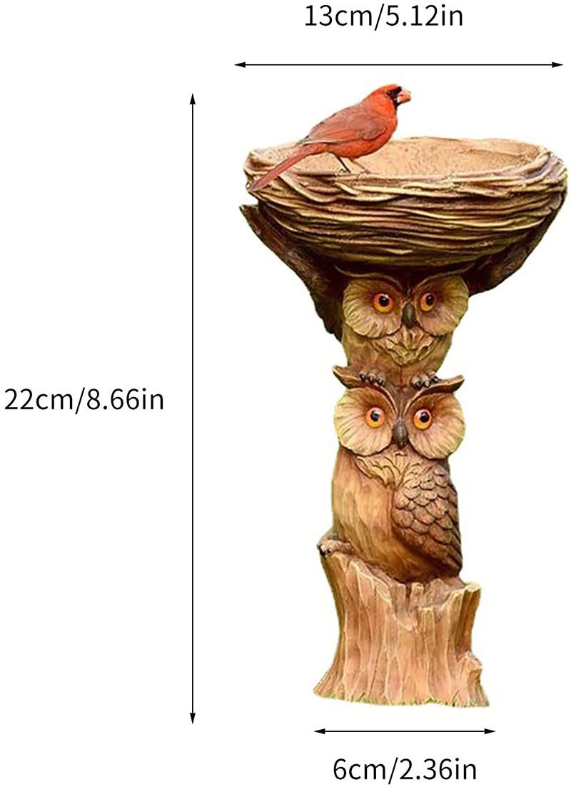 Owl Resin Bird Bath & Feeder